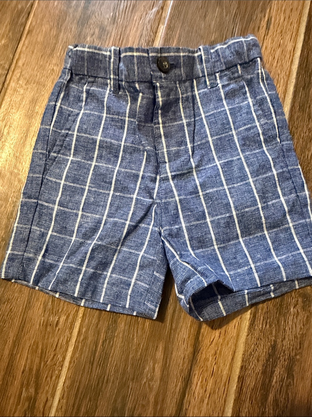 Janie and Jack Navy and White Windowpane Plaid Shorts